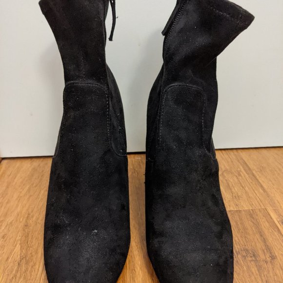 Black Suede Ankle Sock Boots - Picture 2 of 4